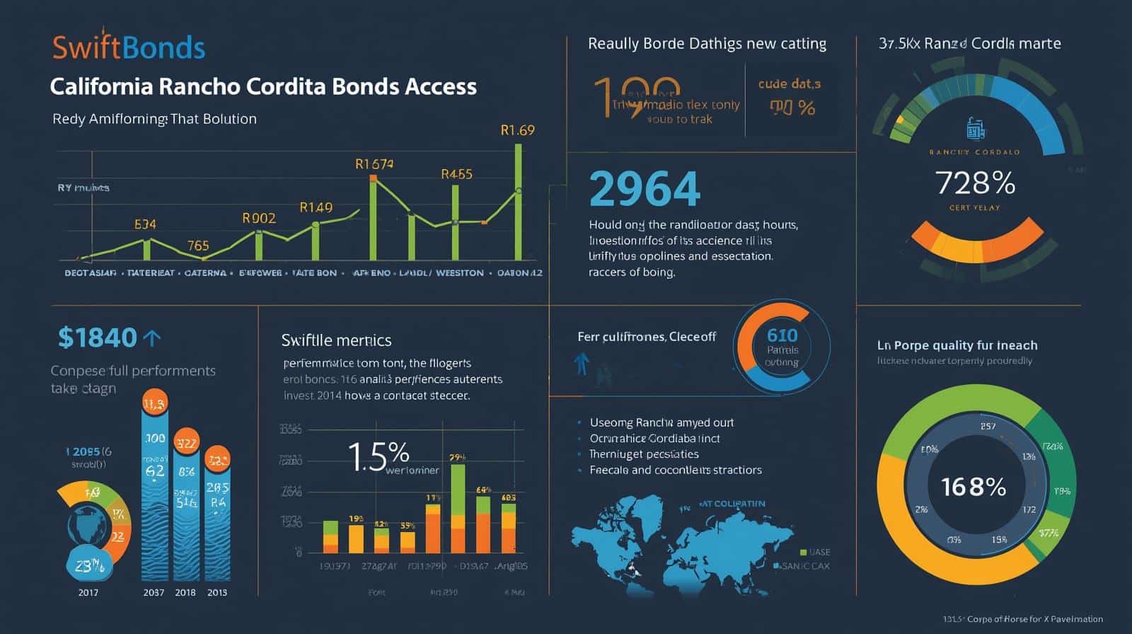 Detailed infographic with graphs, percentages, and metrics illustrating Rancho Cordova bond performance trends.