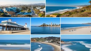 Collage of scenic locations in Encinitas, California, including beaches, coastal views, and iconic landmarks showcasing the city's natural beauty and coastal charm.