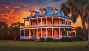 Beautiful historic Victorian-style house in Ocoee, Florida, at sunset, showcasing the city’s rich architectural heritage and serene landscapes.