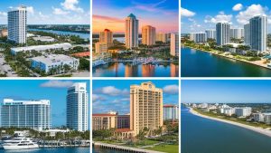 A collage of stunning Fort Lauderdale, Florida skyline featuring luxury high-rises, waterfront properties, and vibrant urban landscapes.