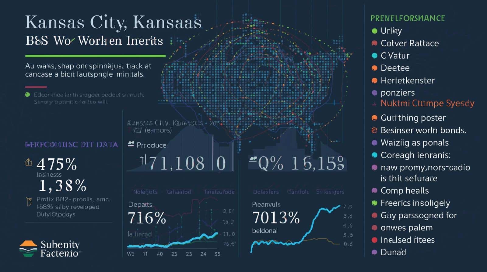 Kansas City performance analysis with national data map, growth charts, and key bond performance statistics.