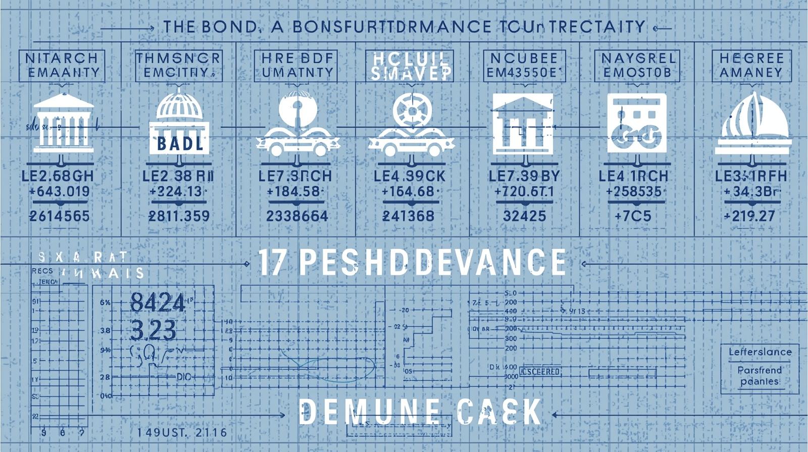 Blueprint-style infographic outlining Kansas City bond categories, monetary allocations, and institutional involvement.