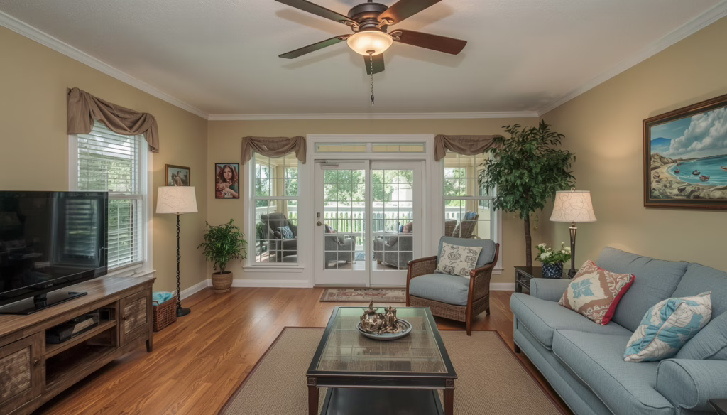 Cozy cottage-style short-term vacation rental home surrounded by tropical landscaping in Monterey Park, California.