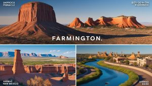 Scenic view of Shiprock Pinnacle and Bisti/De-Na-Zin Wilderness in Farmington, New Mexico, showcasing unique geological formations and natural beauty.