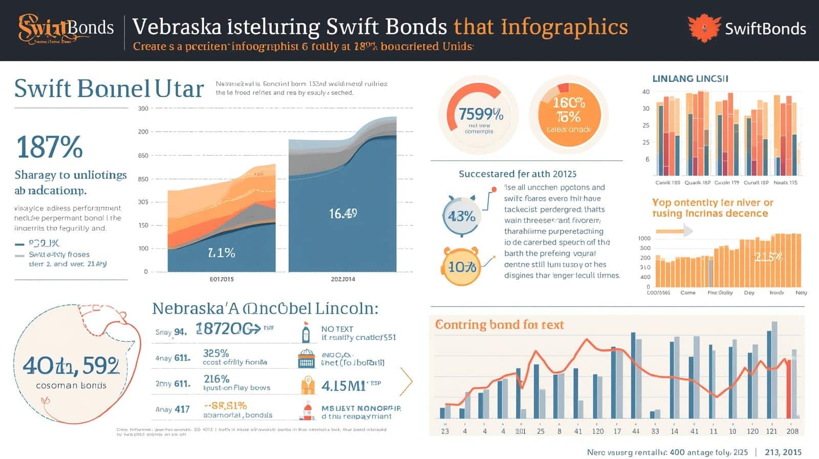 SwiftBonds infographic displaying Nebraska bond growth, percentages, and visual performance metrics.
