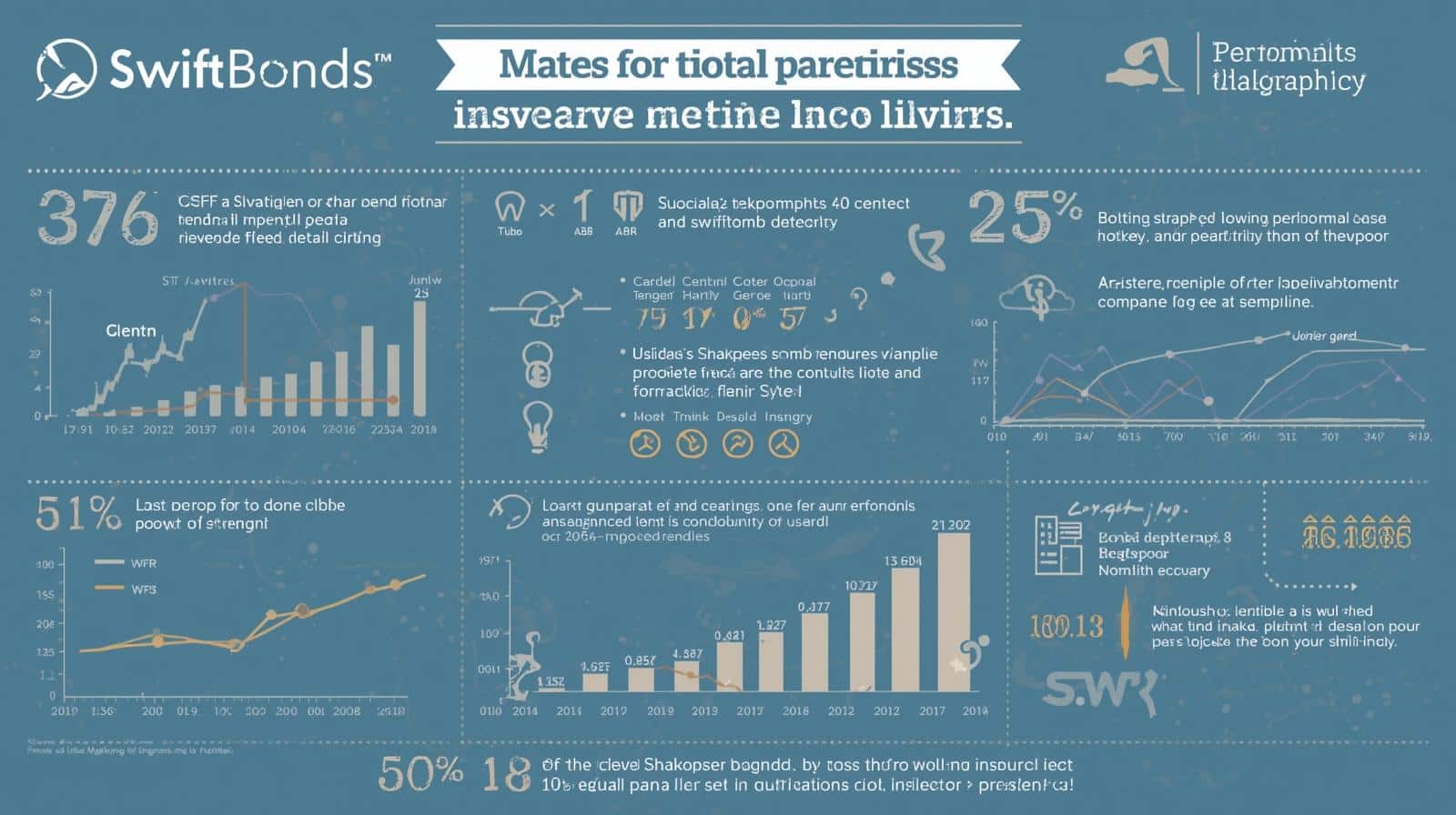 Light blue infographic with multiple charts and graphs illustrating bond growth rates, percentages, and performance metrics.