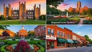 Downtown Mansfield, Ohio featuring Kingwood Center Gardens, historic buildings, and vibrant small businesses—highlighting local development tied to public projects and performance bond requirements.