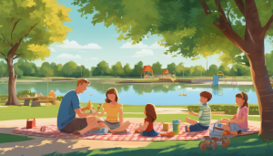 Family enjoying a sunny day at a public park in Midwest City, Oklahoma, representing the community impact of properly bonded public construction projects.