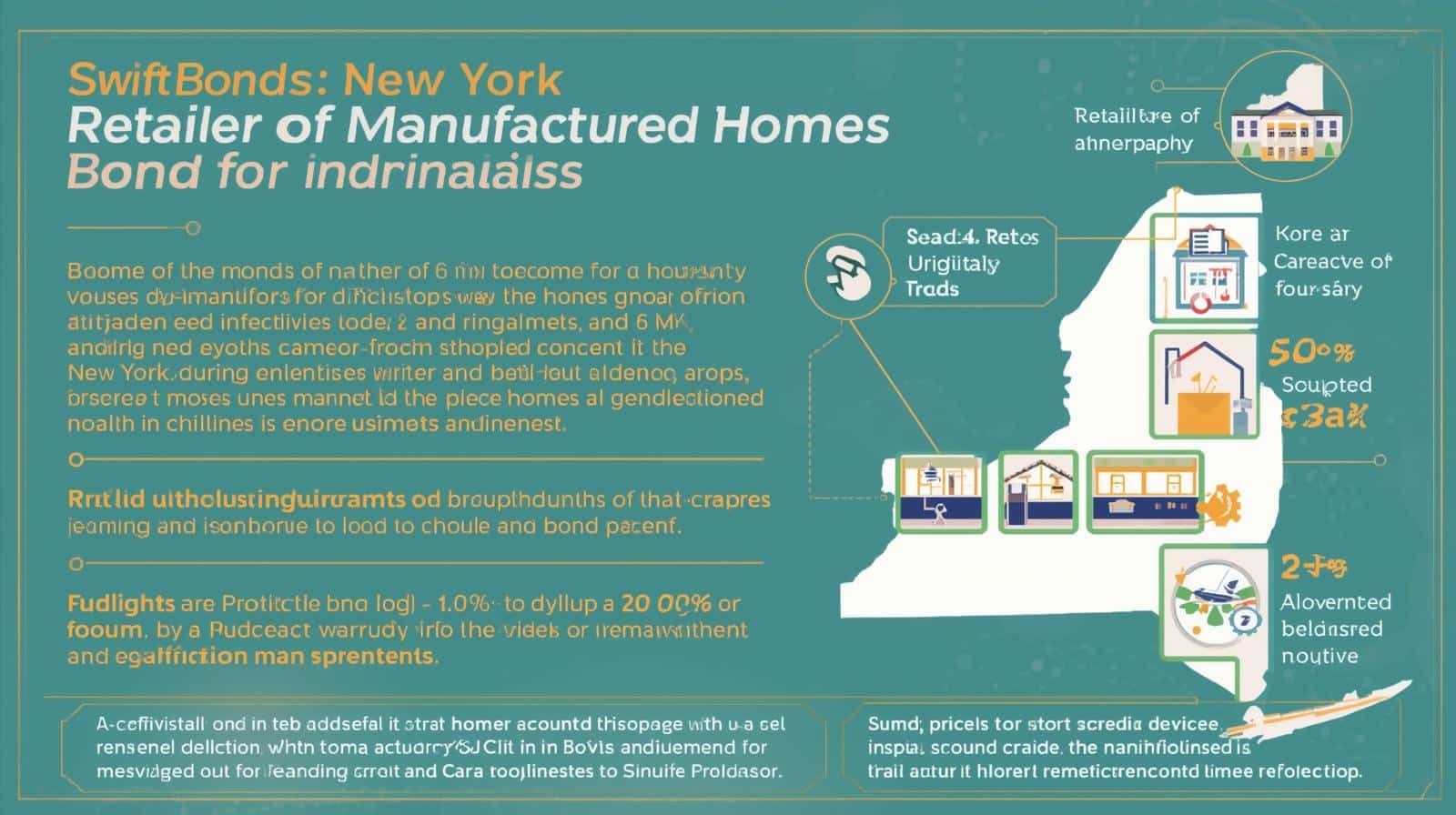 SwiftBonds infographic showing benefits and enforcement of manufactured home retailer bonds.