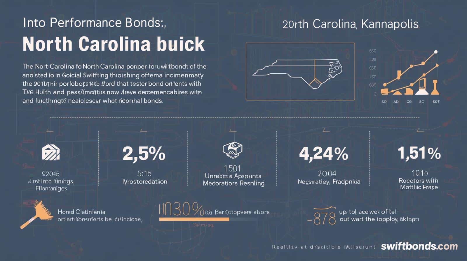 Dark infographic illustrating North Carolina Kannapolis performance bond growth trends and financial figures