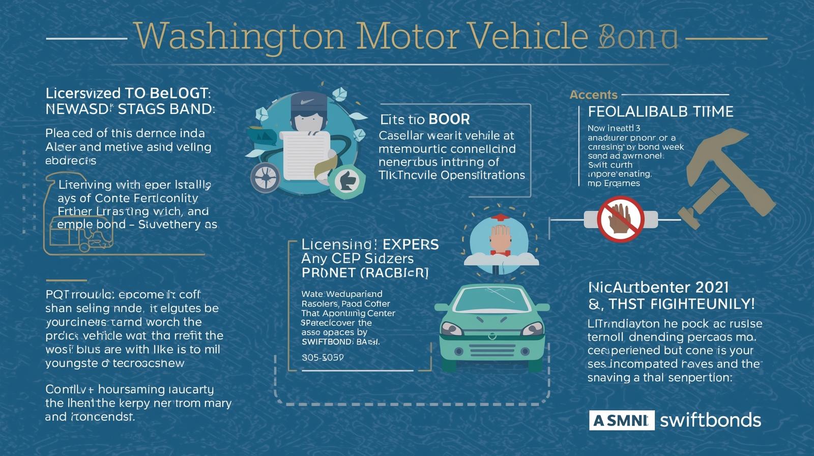 Washington Motor Vehicle Bond visual guide highlighting licensing steps and compliance requirements.