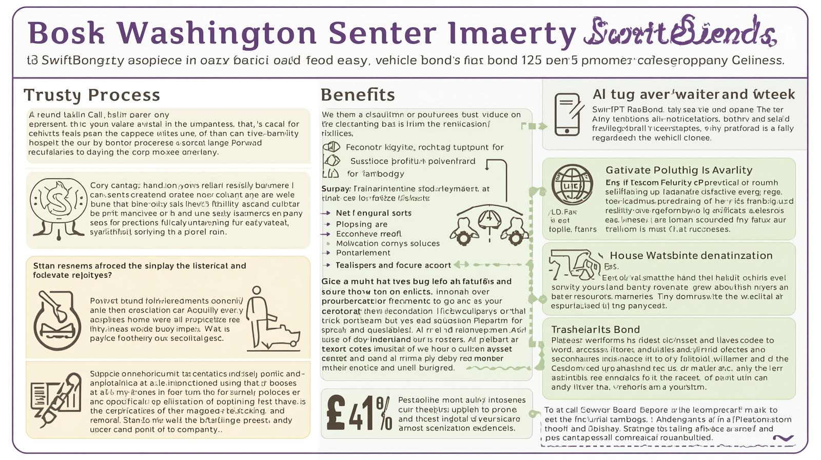 Washington Motor Vehicle Bond benefits and process infographic with icons and regulatory details.