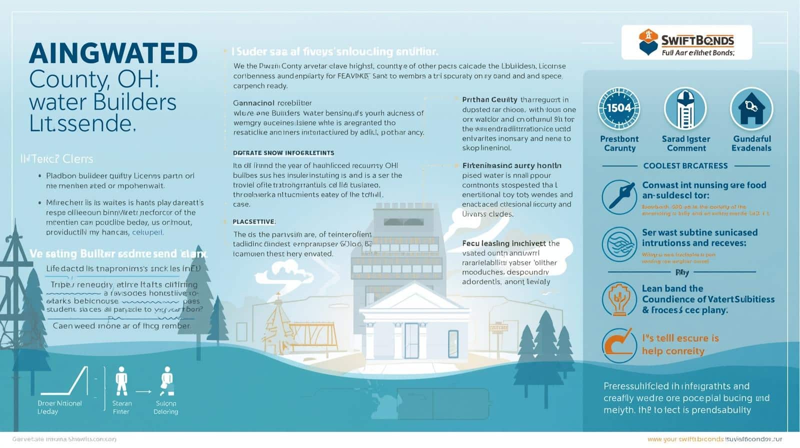 Detailed infographic highlighting key license requirements, surety bonding process, and municipal compliance steps for builders.