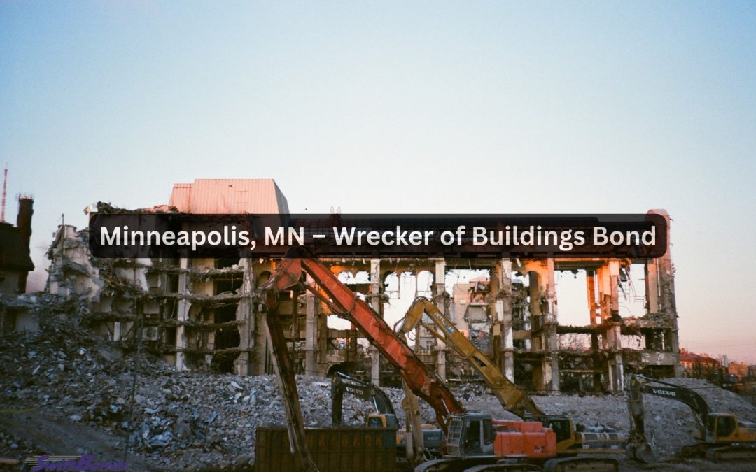 A variety of wrecking machines stand in front of the already-demolished ancient structure.