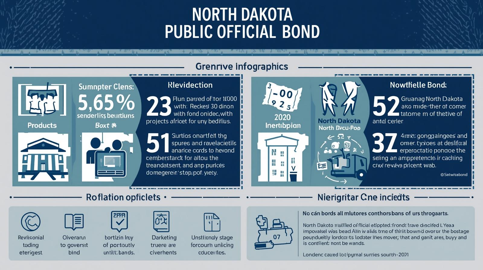 Infographic highlighting North Dakota Public Official Bond requirements, percentages, and compliance details.