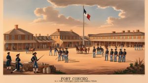 Historical reenactors at Fort Concho in San Angelo, Texas, representing the city's deep-rooted heritage and growing need for reliable construction backed by performance labor and material bonds.