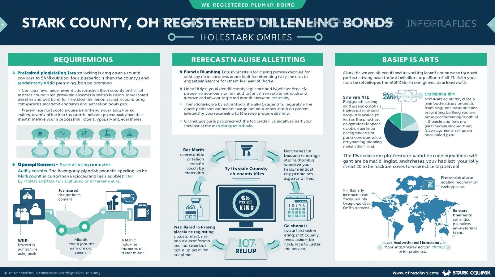 Detailed infographic outlining registration requirements, plumbing bond compliance, and enforcement in Stark County.