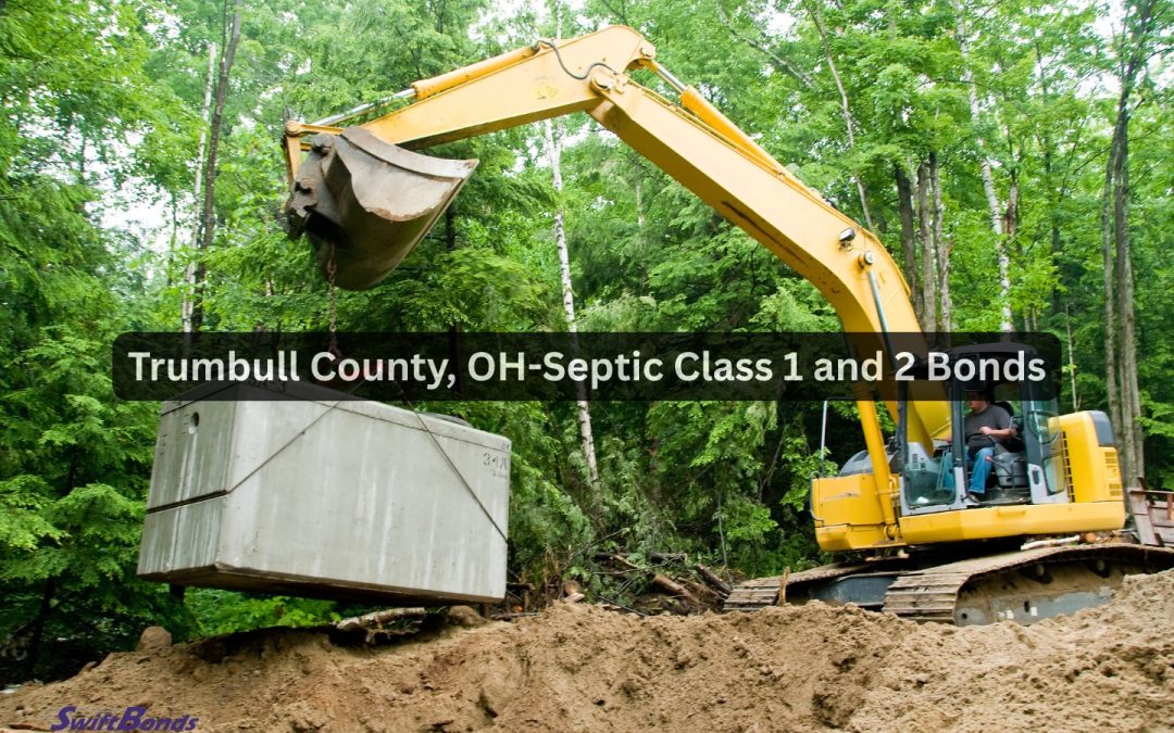 Using an excavator to install a septic tank on a building site.