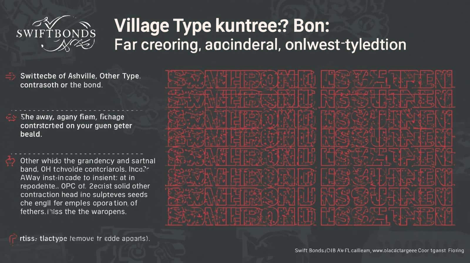 Vermont Ashville Other Type Contractor Bond infographic with SwiftBonds branding and abstract red bond text design.