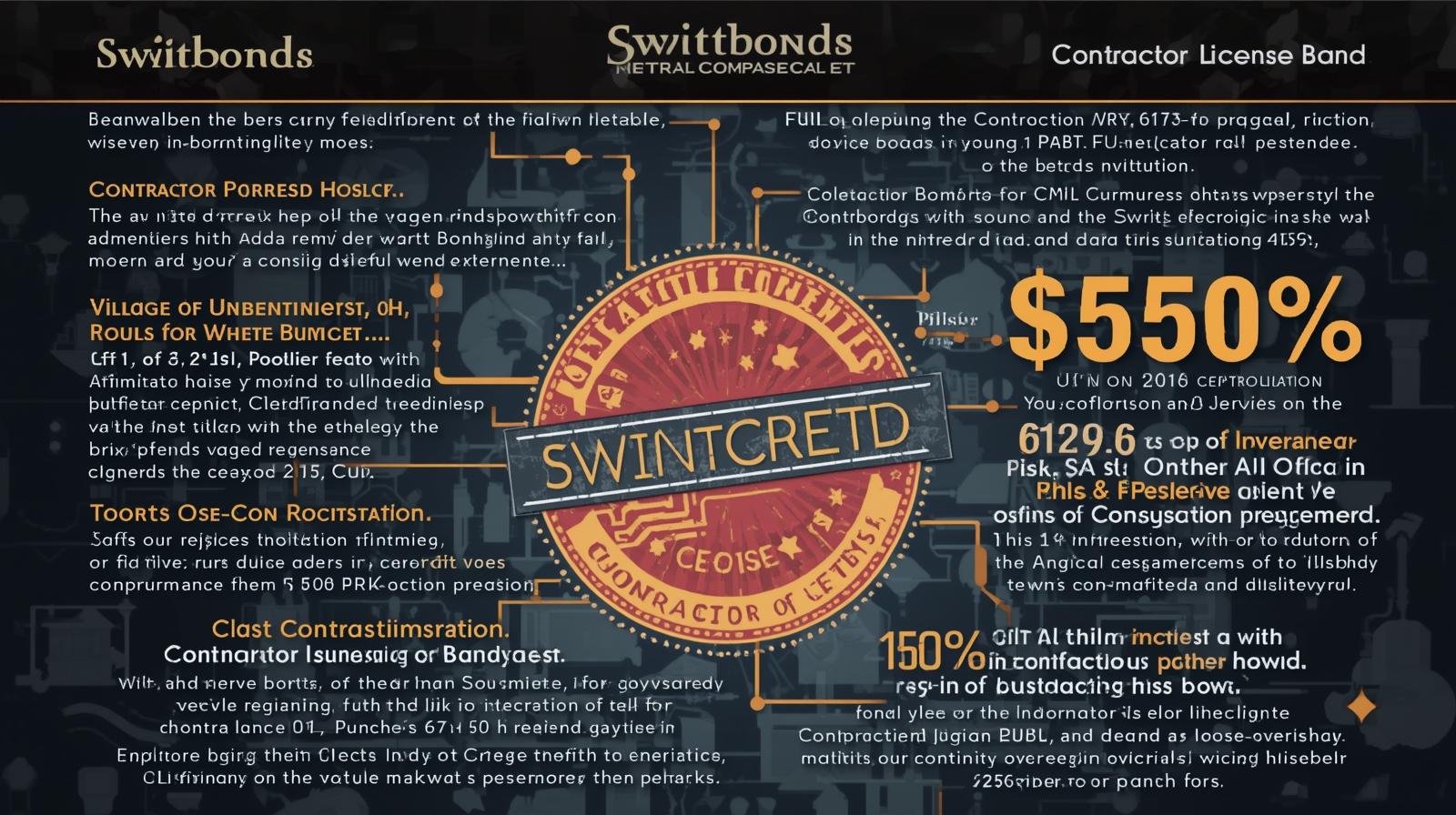 Graphic showing Village of Urbancrest, OH contractor license bond statistics, responsibilities, and compliance insights.