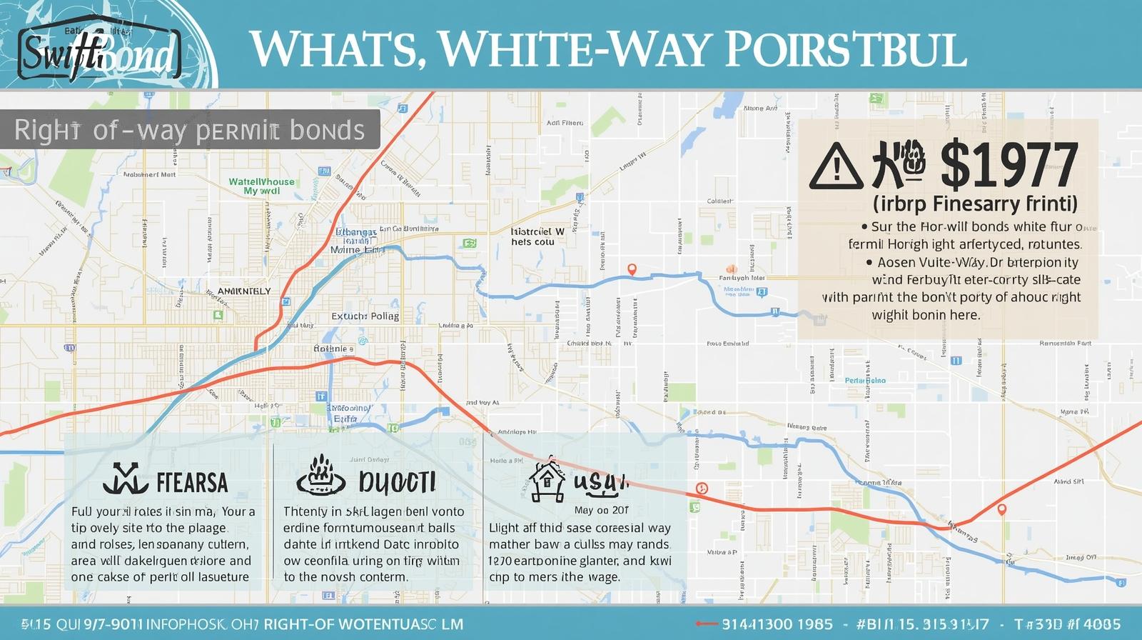 Map-based infographic highlighting right-of-way permit bond requirements and routes in Whitehouse, OH.
