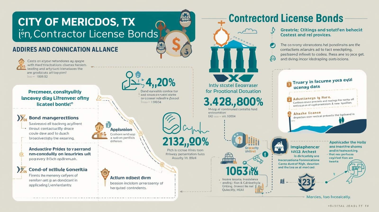 Visual breakdown of contractor license bond procedures, compliance steps, and city oversight responsibilities.