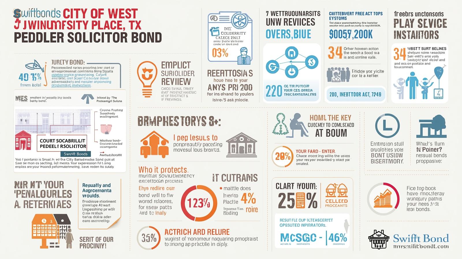 Comprehensive visual overview showing bond coverage, applicant protections, and regulatory process for peddlers and solicitors.
