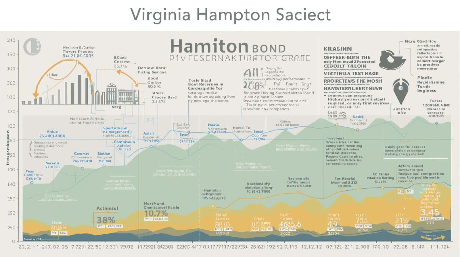 Infographic visualizing Hampton bond performance trends with bar charts, flow arrows, and detailed financial data.