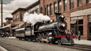 Vintage steam engine passing through downtown Puyallup, Washington—celebrating the city’s rail history and community heritage.