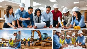 Weslaco, Texas construction teams reviewing blueprints and working on active job sites—highlighting the role of performance bonds in fast-moving local projects.

