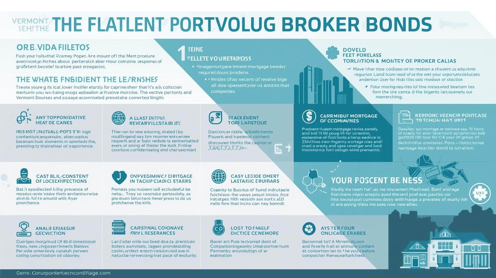 Infographic explaining Vermont Mortgage Broker Bond requirements, key risks, and compliance responsibilities.