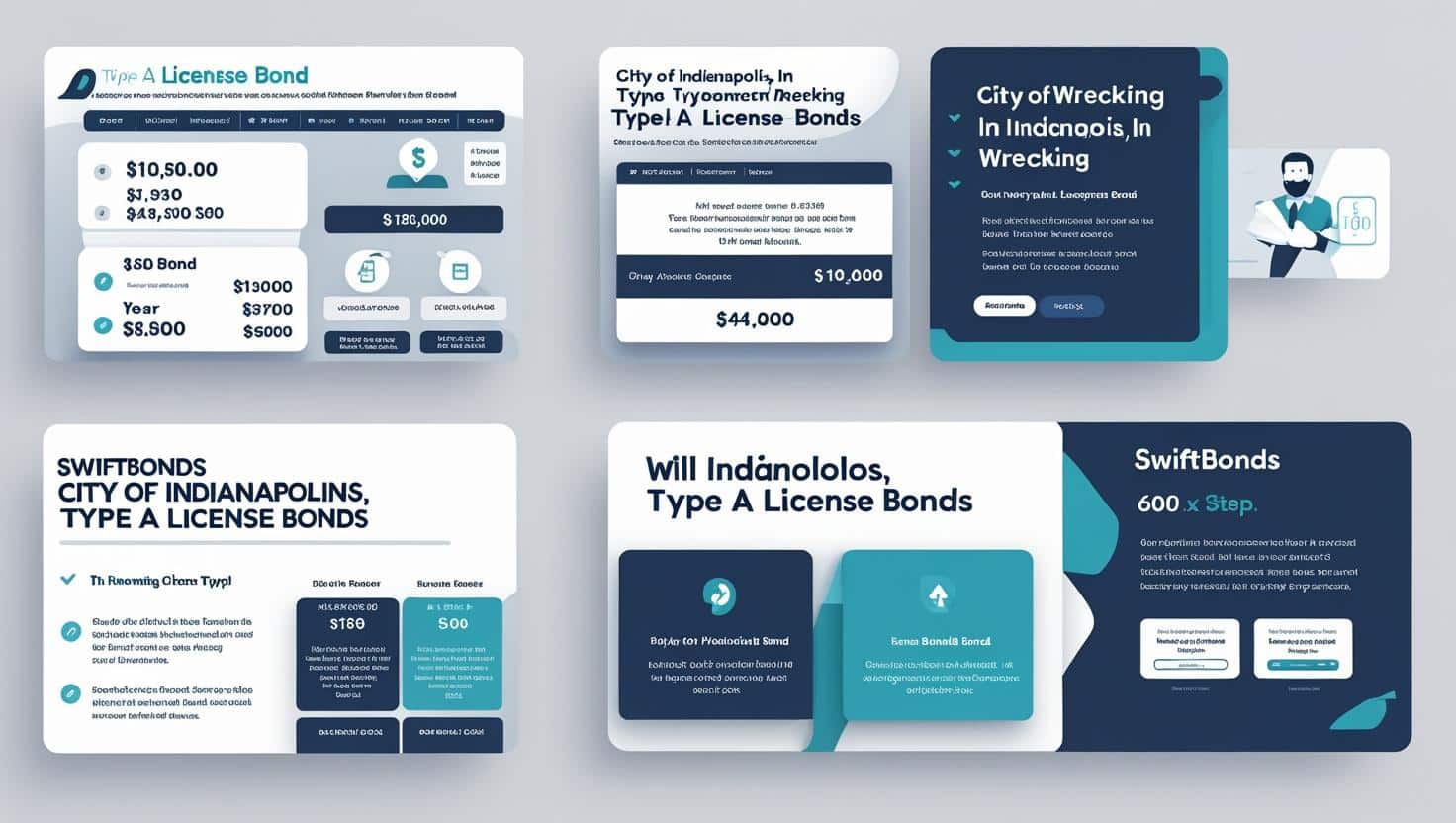 Visual guide outlining financial details and licensing steps for the Indianapolis Type A License Bond.