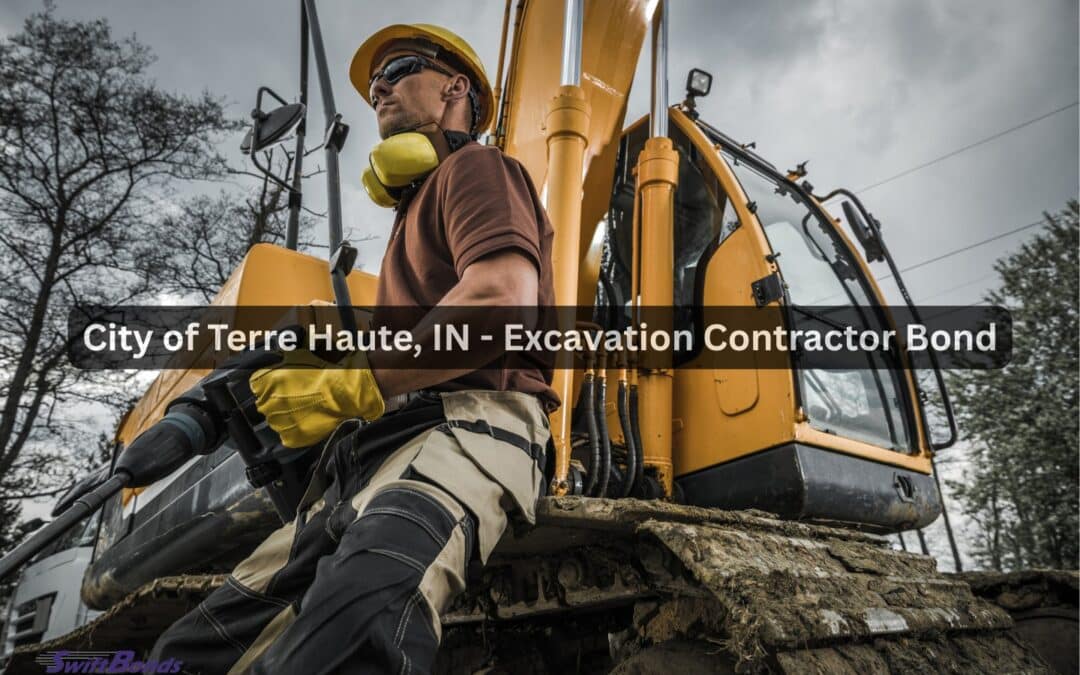 The contractor stands proudly in front of the excavator.