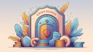 Vault with “ERISA Bonds” label, coins, and shield (symbolizing protection of plan assets).