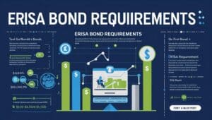 Detailed infographic explaining ERISA bond requirements, coverage amounts, compliance risks, and plan protections.