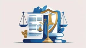 Illustrated concept of ERISA bond compliance featuring scales of justice, shield, and legal documents, symbolizing fiduciary protection.