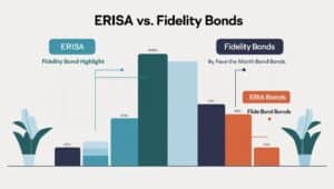 Data visualization comparing ERISA bond compliance obligations and fidelity bond risk management benefits.