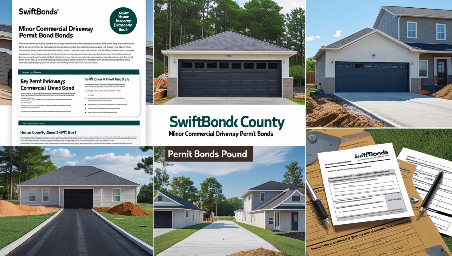SwiftBonds promotional layouts showcasing Minor Commercial Driveway Permit Bond requirements in Hancock County.