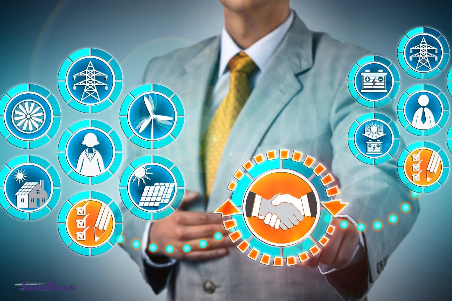 Man seals agreement between utilities and company.