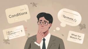 Illustration of a business professional evaluating fidelity bond policy terms, conditions, and key considerations before purchase.