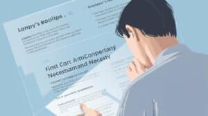 Professional analyzing fidelity and surety bond requirements on a digital report for business decisions.