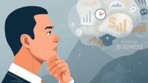 A man in a suit evaluating financial and legal considerations of fidelity vs surety bond choices.