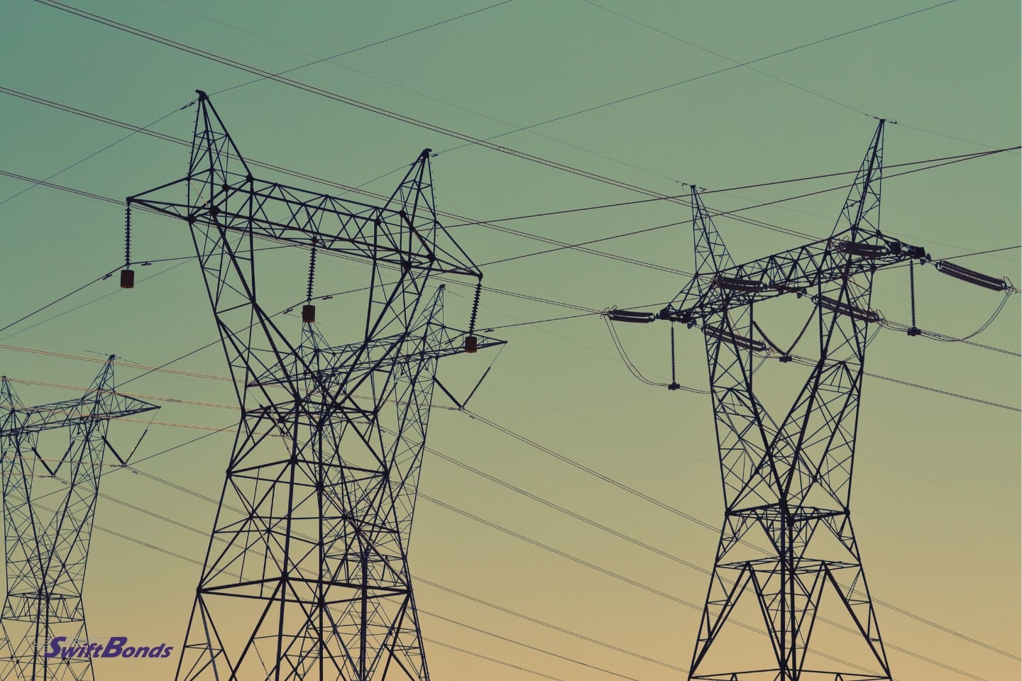Towers and a rack of gray metal wire.