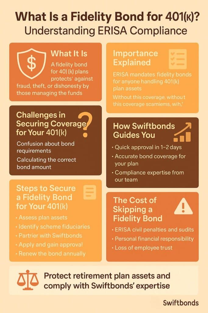 Infographic discussing What Is a Fidelity Bond for 401(k)? Understanding ERISA Compliance