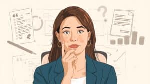 Woman reviewing business documents and requirements for obtaining a fidelity bond.