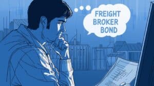 Freight broker reviewing FMCSA regulations while thinking about securing a freight broker bond for compliance.