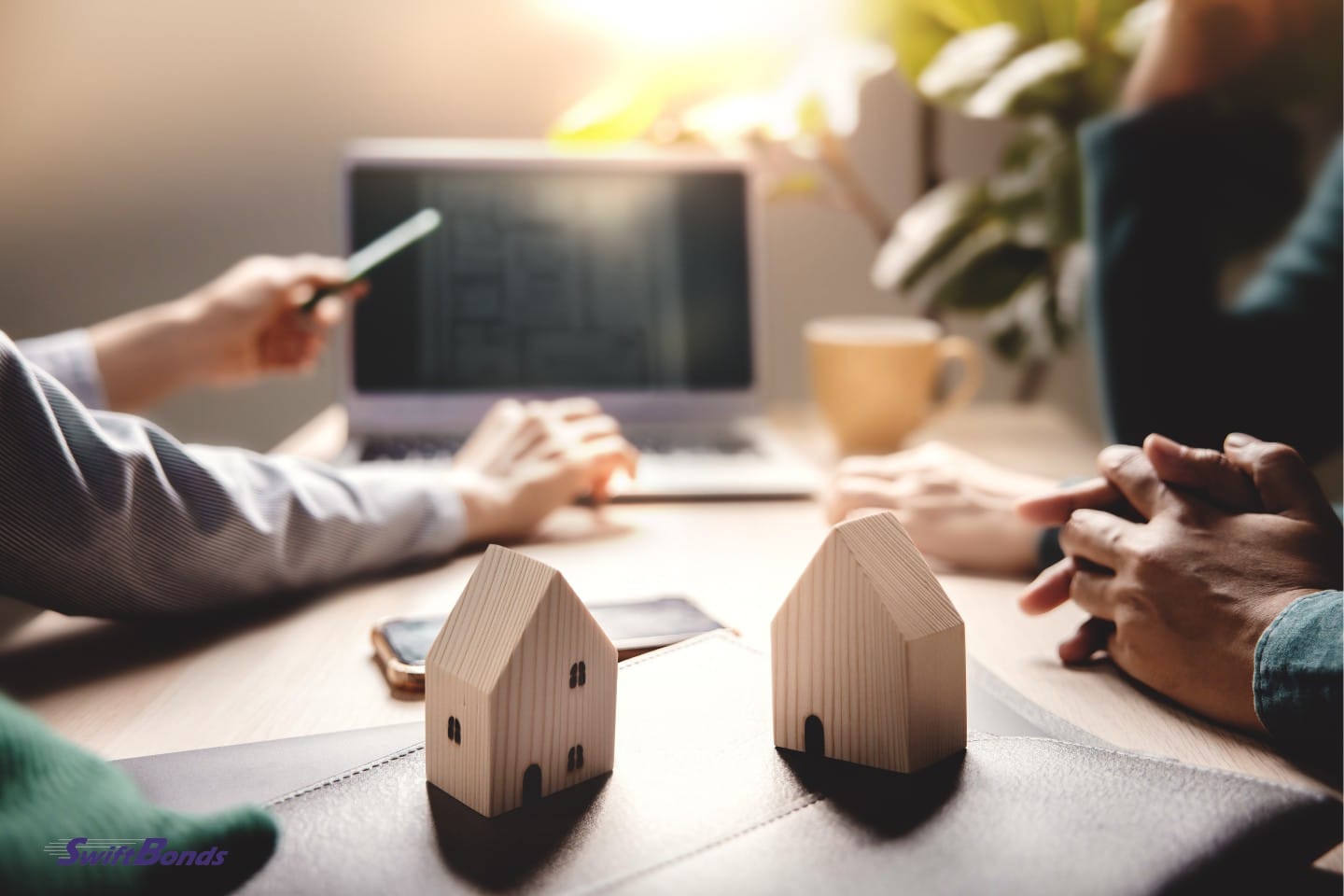 A real estate representative explains to a prospective homeowner.