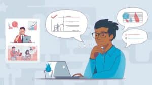 Business professional reviewing freight broker bond documents with financial charts.