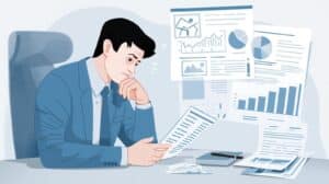 Freight broker applicant researching bad credit bond solutions on laptop with data charts.