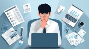 Focused professional analyzing IFTA bond requirements at a desk surrounded by digital charts, reports, and compliance documents.
